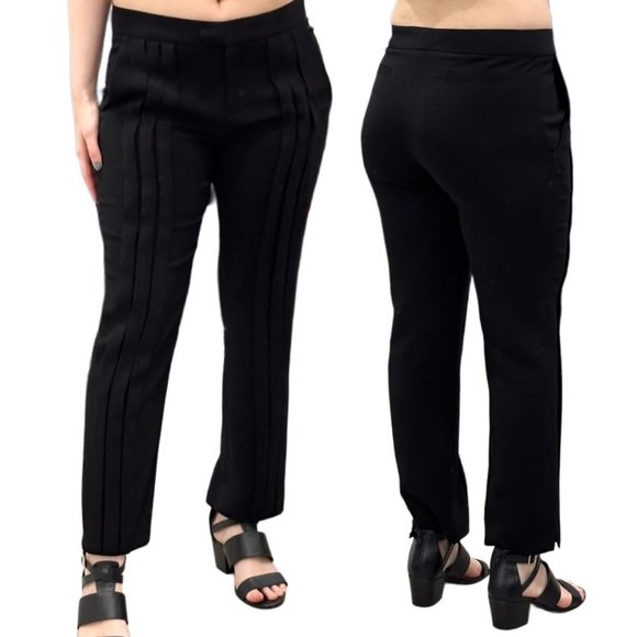 Anne Fontaine Sylvia Pleated Detail Mid-Rise Trouser Pants in Black Women’s Sz 8 - Picture 1 of 16
